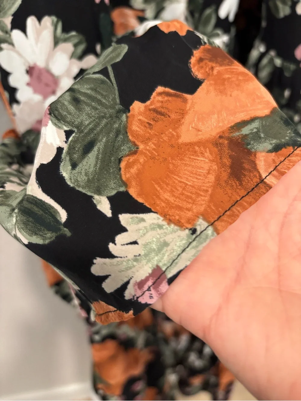 NEW Abercrombie & Fitch Black Floral Tiered Maxi Dress with Orange Blooms